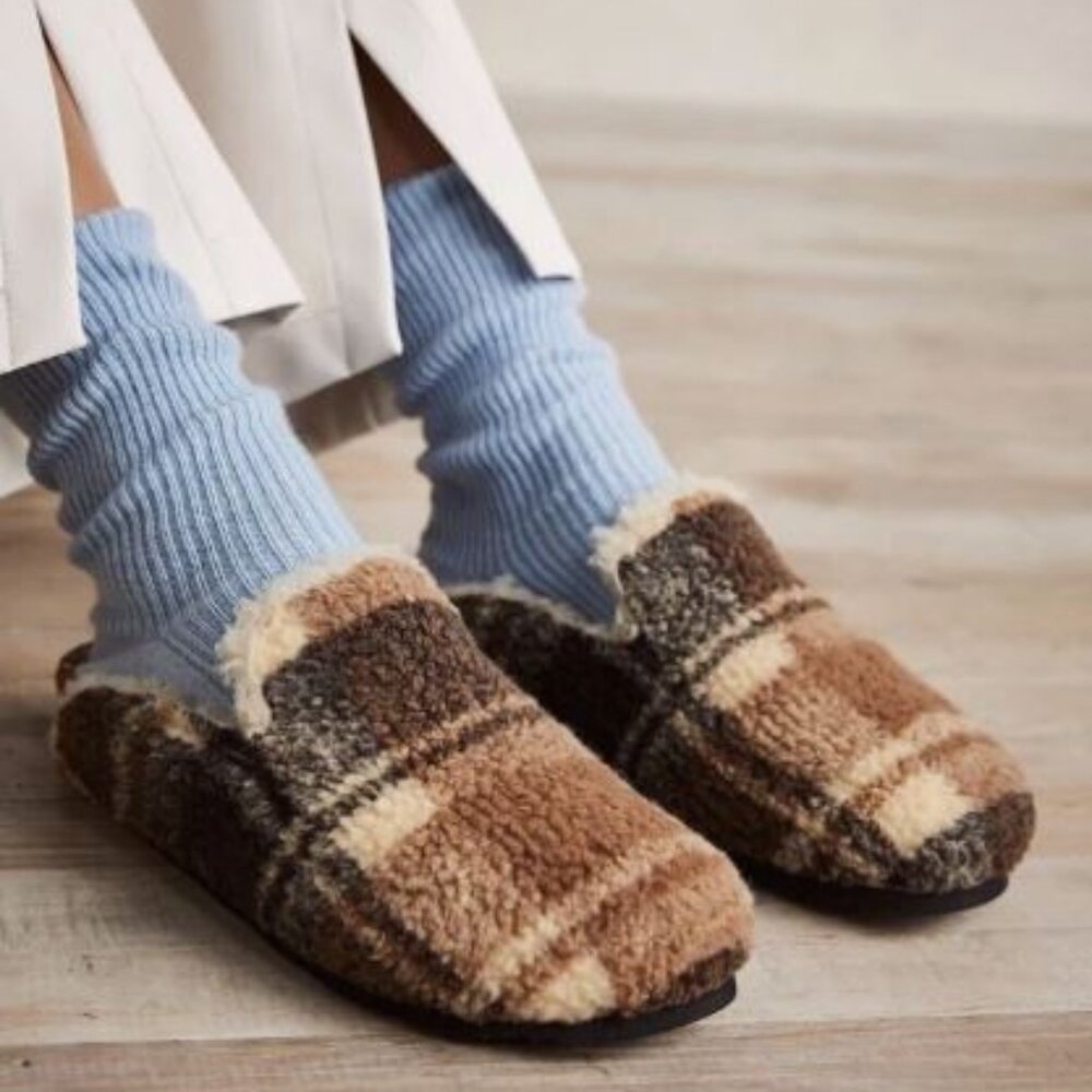FREE PEOPLE Damon Cozy Mule Plaid Size 38